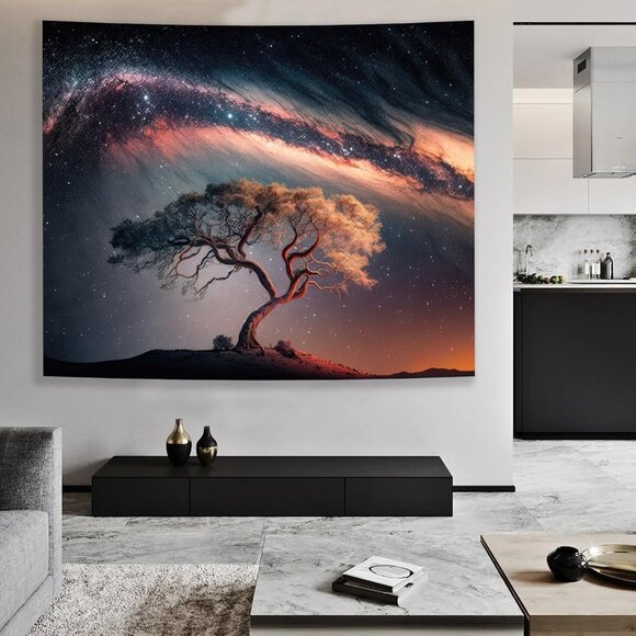 New Tree of Life Galaxy Tapestry, Starry Sky Wall Art for Room Decor, 51x60In - Picture 3 of 8